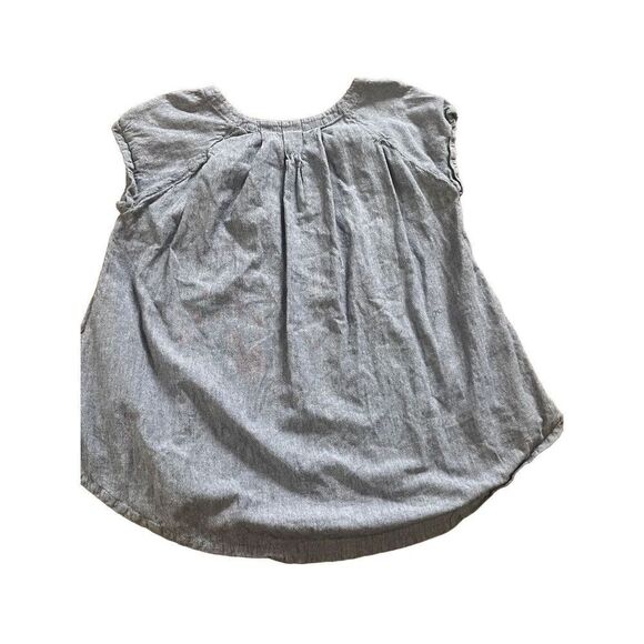 Free People Chambray Tunic Top Womens Small Blue Pockets Oversized Boho coastal - Picture 6 of 9